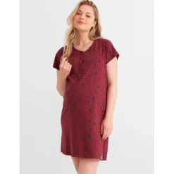 Prénatal zwangerschapsnachtjapon korte mouwen hartjes rood