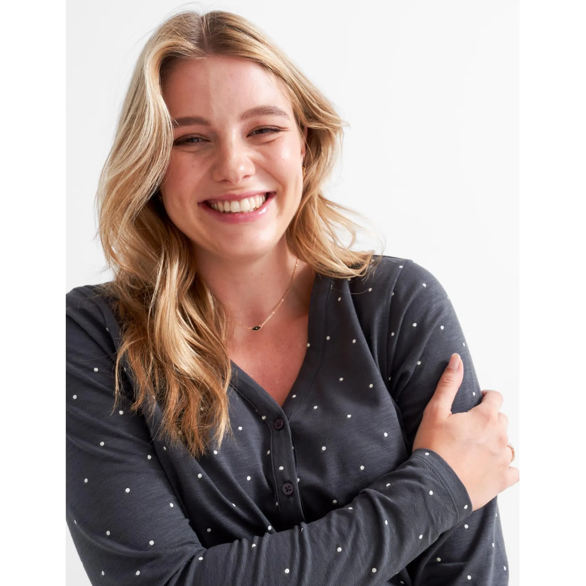 Prénatal zwangerschapspyjama lange mouwen all over print grijs