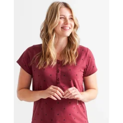 Prénatal zwangerschapspyjama korte mouwen all over print rood