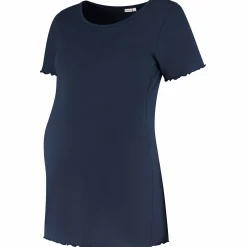 Prénatal zwangerschapsshirt korte mouwen effen blauw