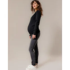 Prénatal zwangerschapsshirt lange mouwen effen zwart