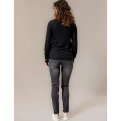 Prénatal zwangerschapsshirt lange mouwen effen zwart