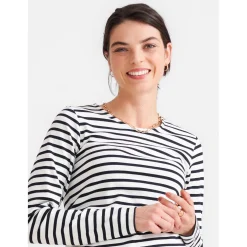 Prénatal zwangerschapsshirt lange mouwen strepen zwart