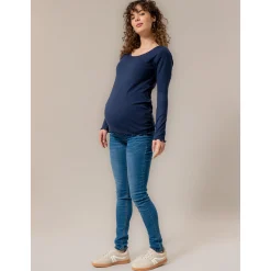 Prénatal zwangerschapsshirt lange mouwen effen blauw