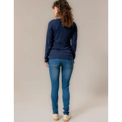 Prénatal zwangerschapsshirt lange mouwen effen blauw