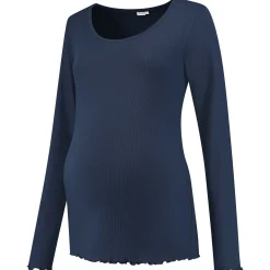 Prénatal zwangerschapsshirt lange mouwen effen blauw