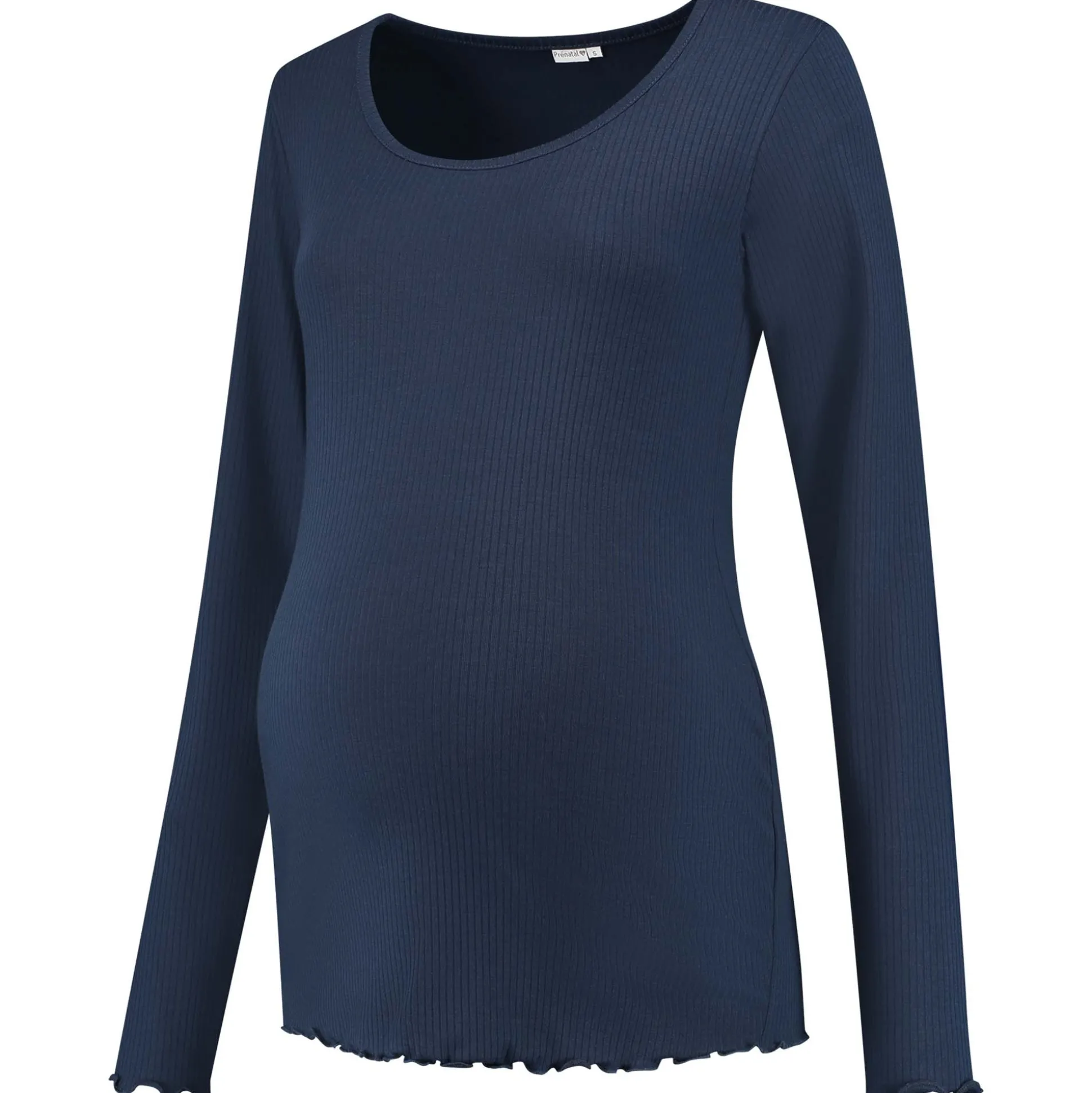 Prénatal zwangerschapsshirt lange mouwen effen blauw