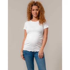 Prénatal zwangerschapsshirt korte mouwen effen beige