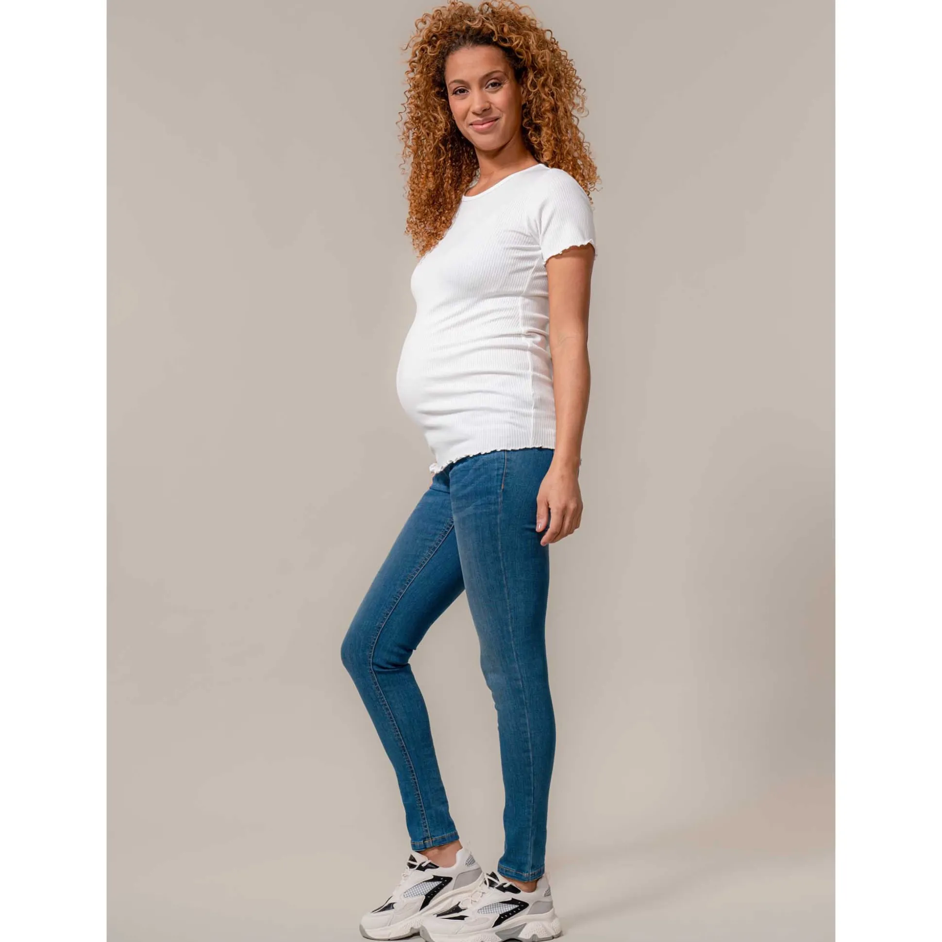 Prénatal zwangerschapsshirt korte mouwen effen beige