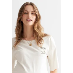 Prénatal zwangerschapsshirt driekwart mouwen bloemen wit