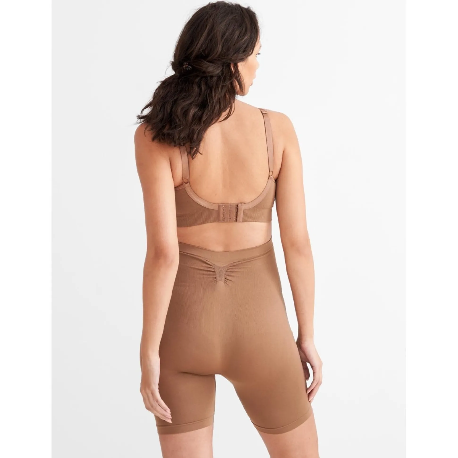 Prénatal zwangerschapsshort seamless lang effen bruin