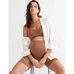Prénatal zwangerschapsshort seamless lang effen bruin