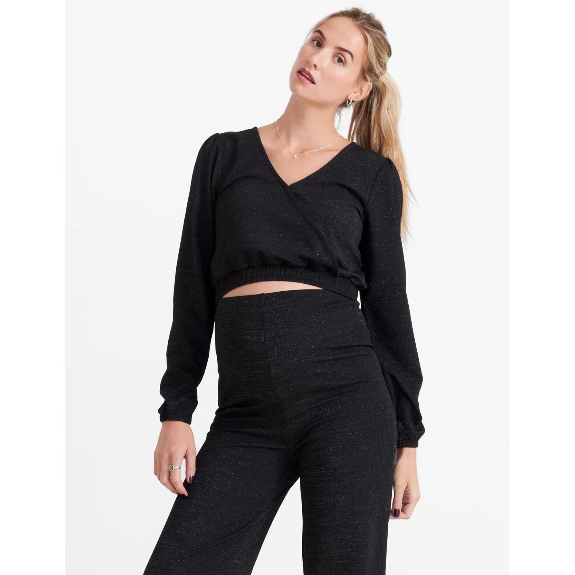 Prénatal zwangerschapstop lange mouwen effen zwart