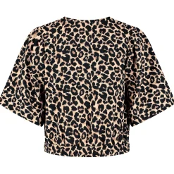 Prénatal zwangerschapstop korte mouwen panterprint bruin