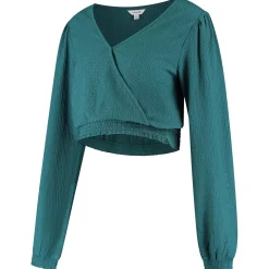 Prénatal zwangerschapstop lange mouwen effen turquoise