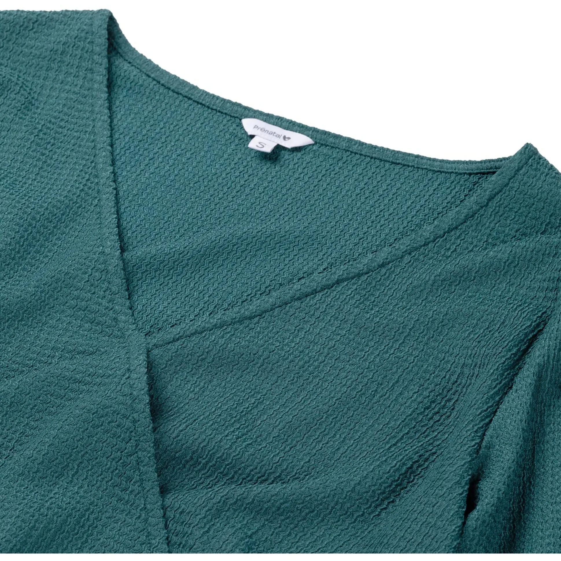 Prénatal zwangerschapstop lange mouwen effen turquoise