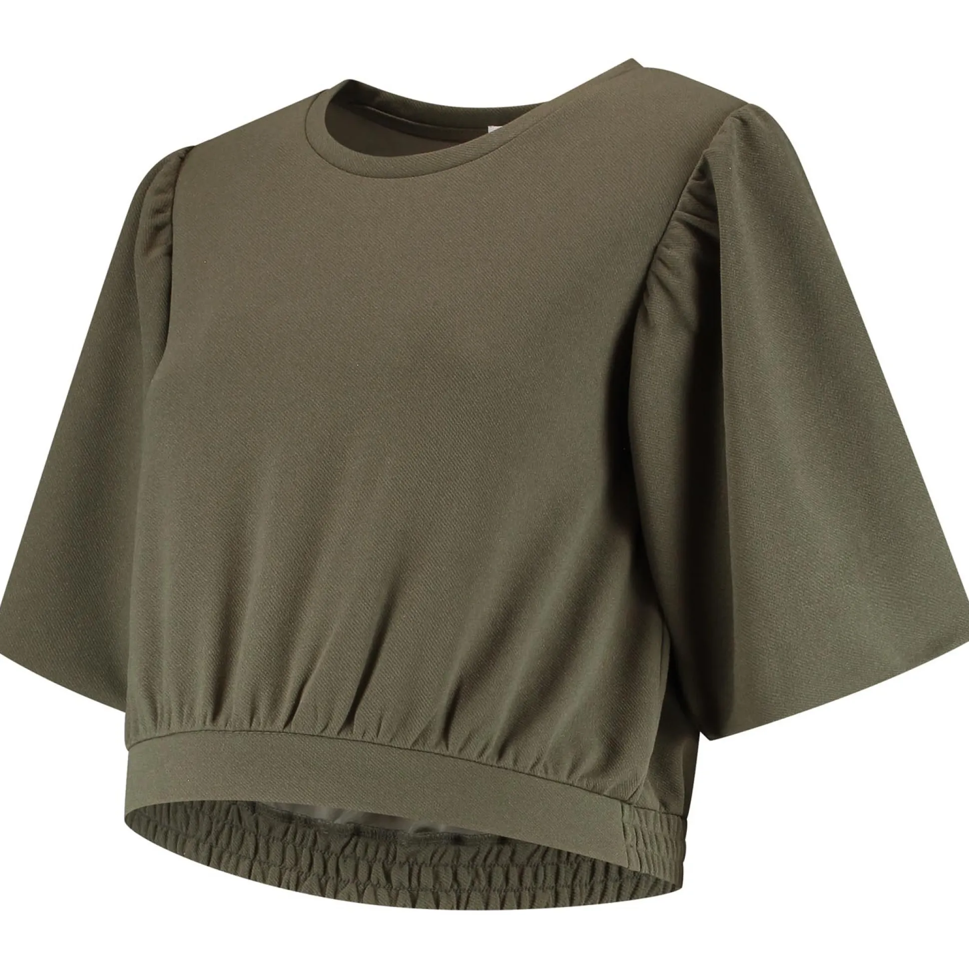 Prénatal zwangerschapstop korte mouwen effen groen