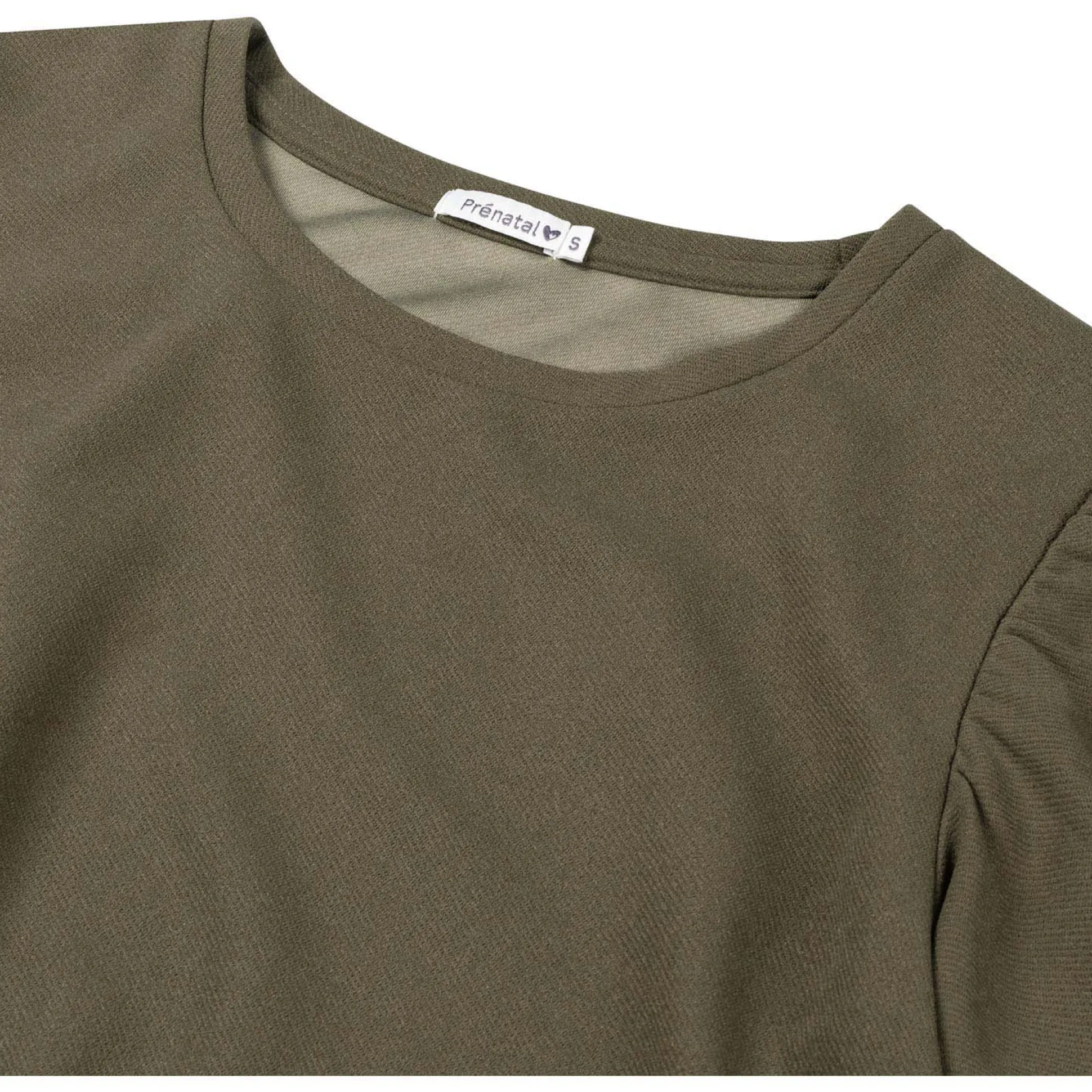 Prénatal zwangerschapstop korte mouwen effen groen