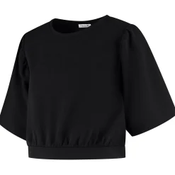 Prénatal zwangerschapstop korte mouwen effen zwart