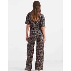 Prénatal zwangerschapstop korte mouwen panterprint zwart