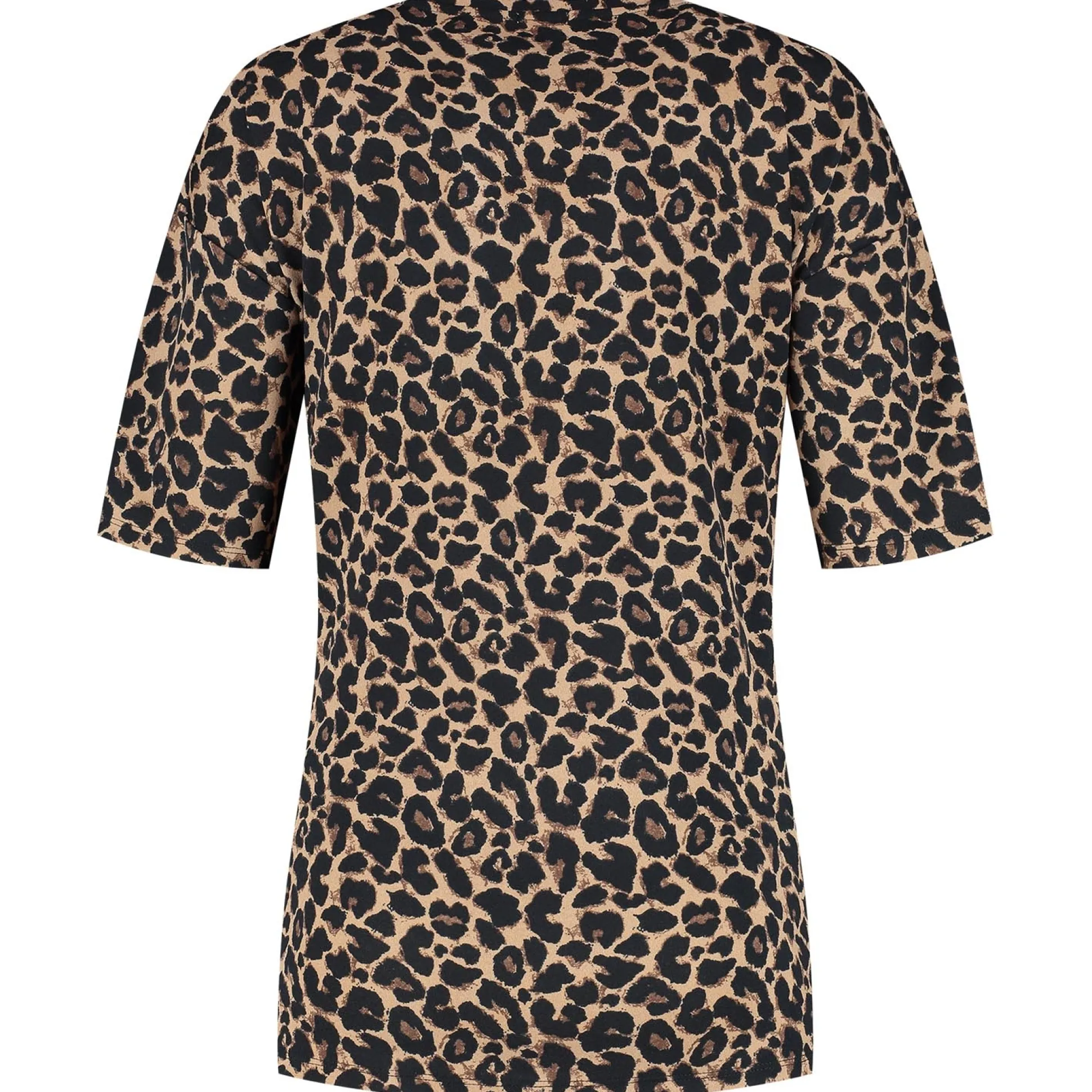 Prénatal zwangerschapstop korte mouwen panterprint zwart