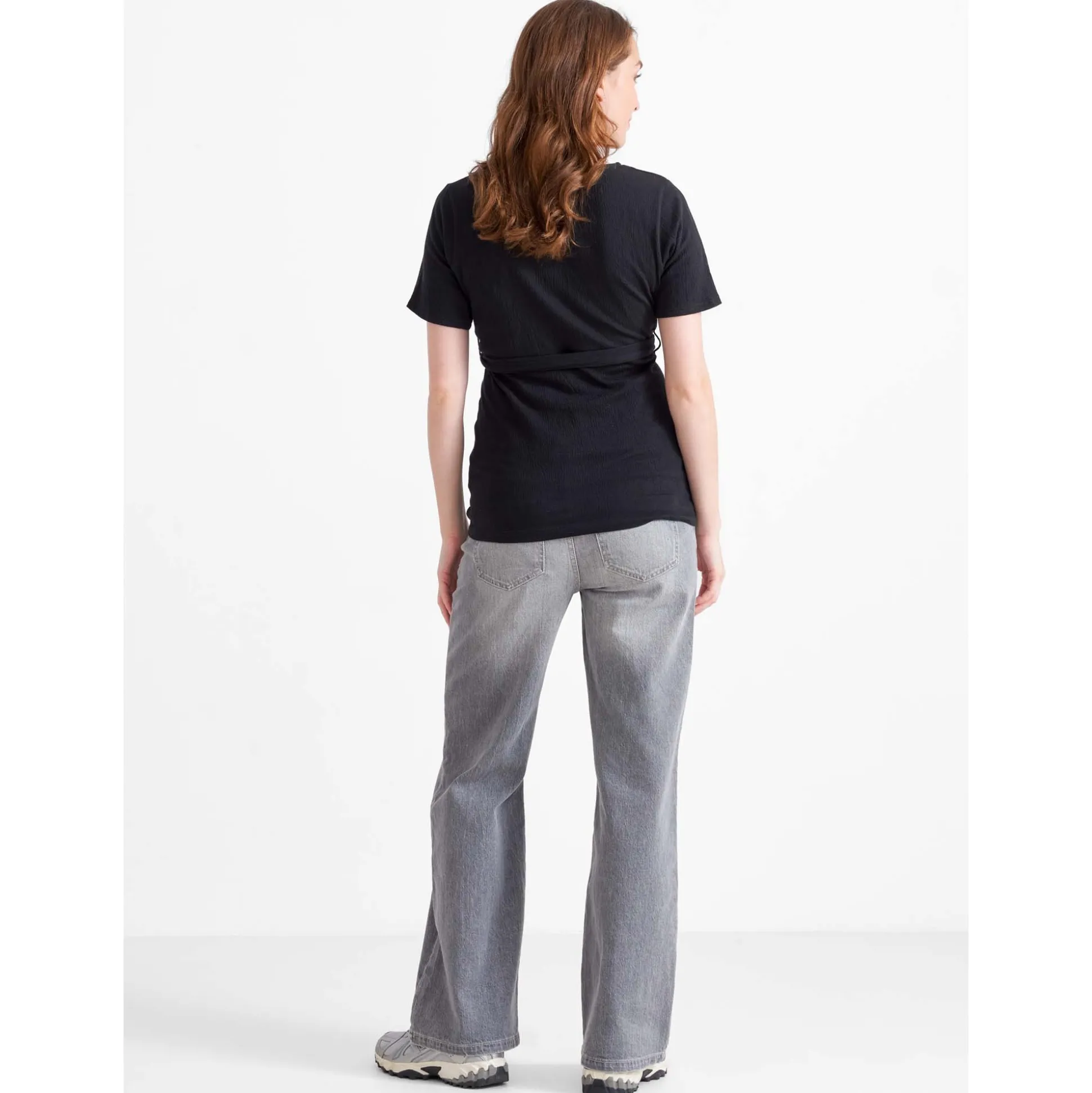 Prénatal zwangerschapstop korte mouwen effen zwart