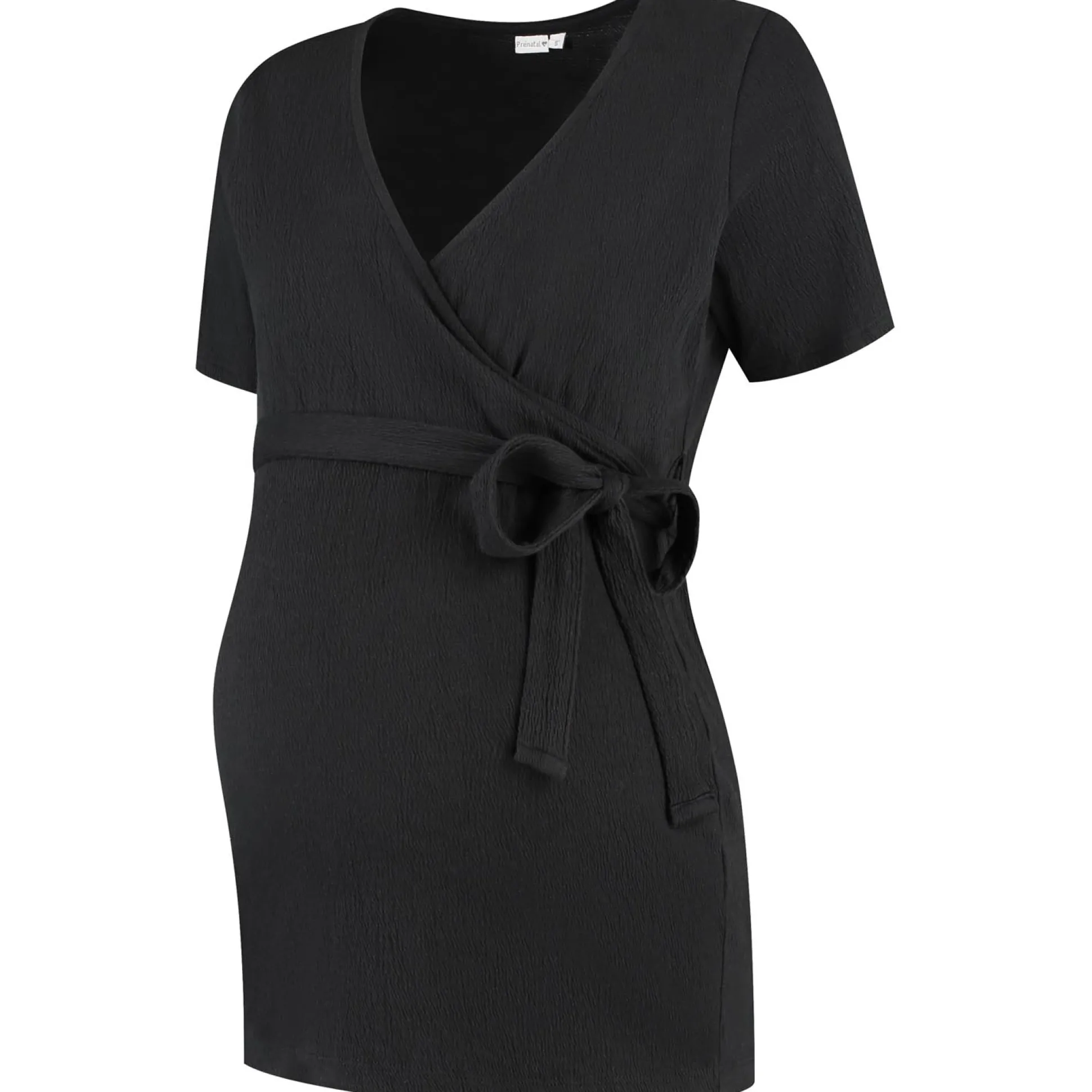 Prénatal zwangerschapstop korte mouwen effen zwart
