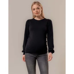Prénatal zwangerschapstrui lange mouwen effen zwart