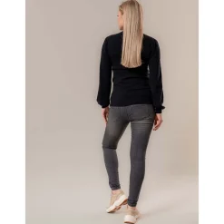 Prénatal zwangerschapstrui lange mouwen effen zwart