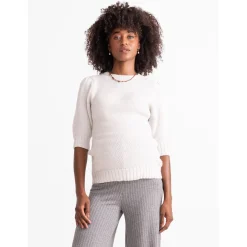 Prénatal zwangerschapstrui driekwart mouwen effen wit