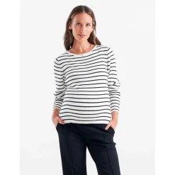 Prénatal zwangerschapstrui lange mouwen strepen wit