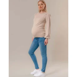 Prénatal zwangerschapstrui lange mouwen effen bruin