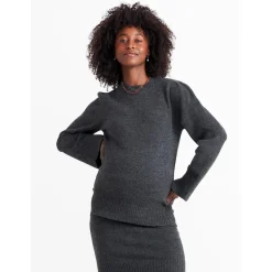 Prénatal zwangerschapstrui lange mouwen effen grijs