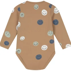 Préntal romper smiley lange mouwen all over print bruin