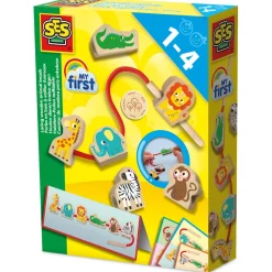 SES My First - Houten dieren kralen rijgen Multi