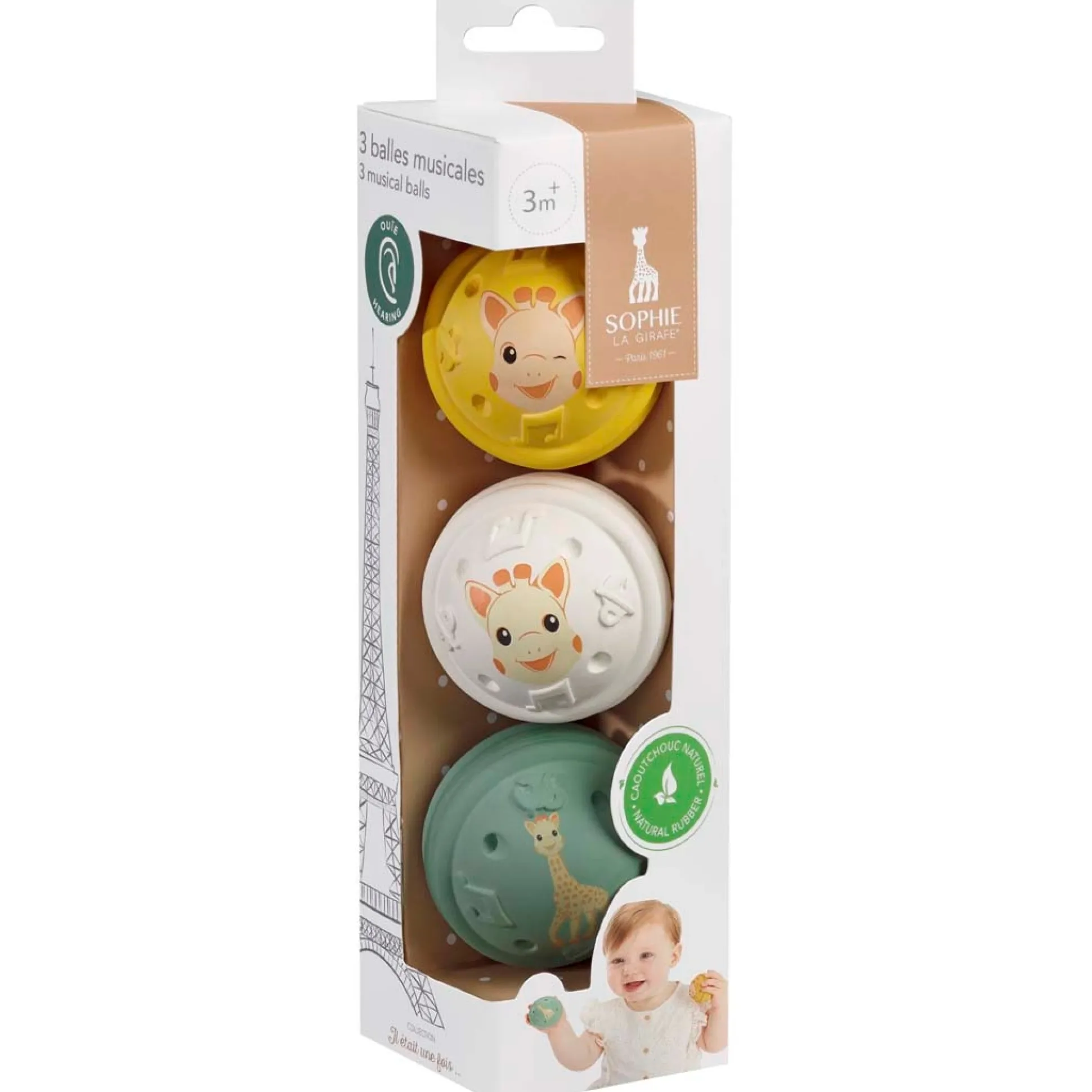 Sophie de giraf set van 3 muzikale speelballen Multi