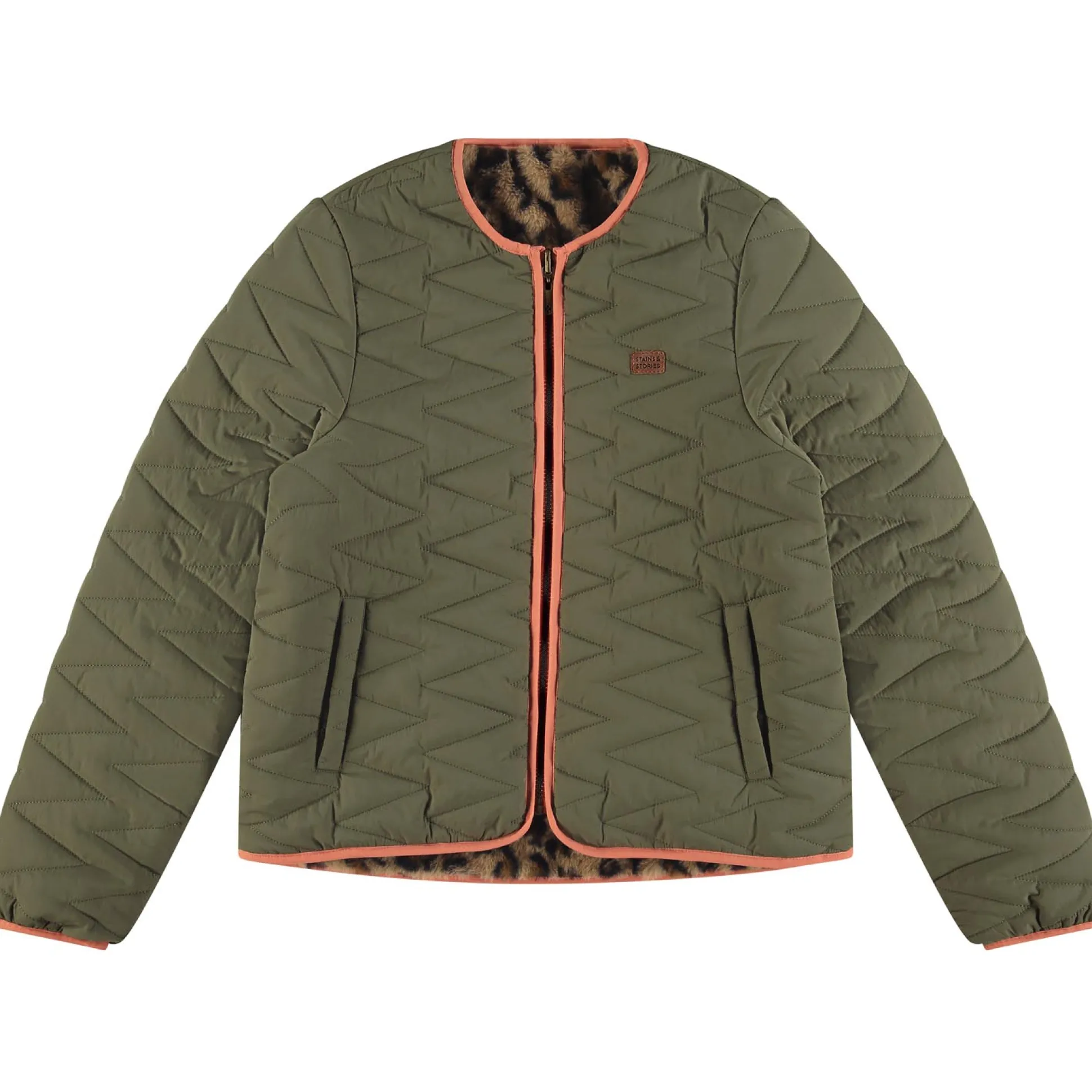 Stains & Stories jas lange mouwen panterprint bruin