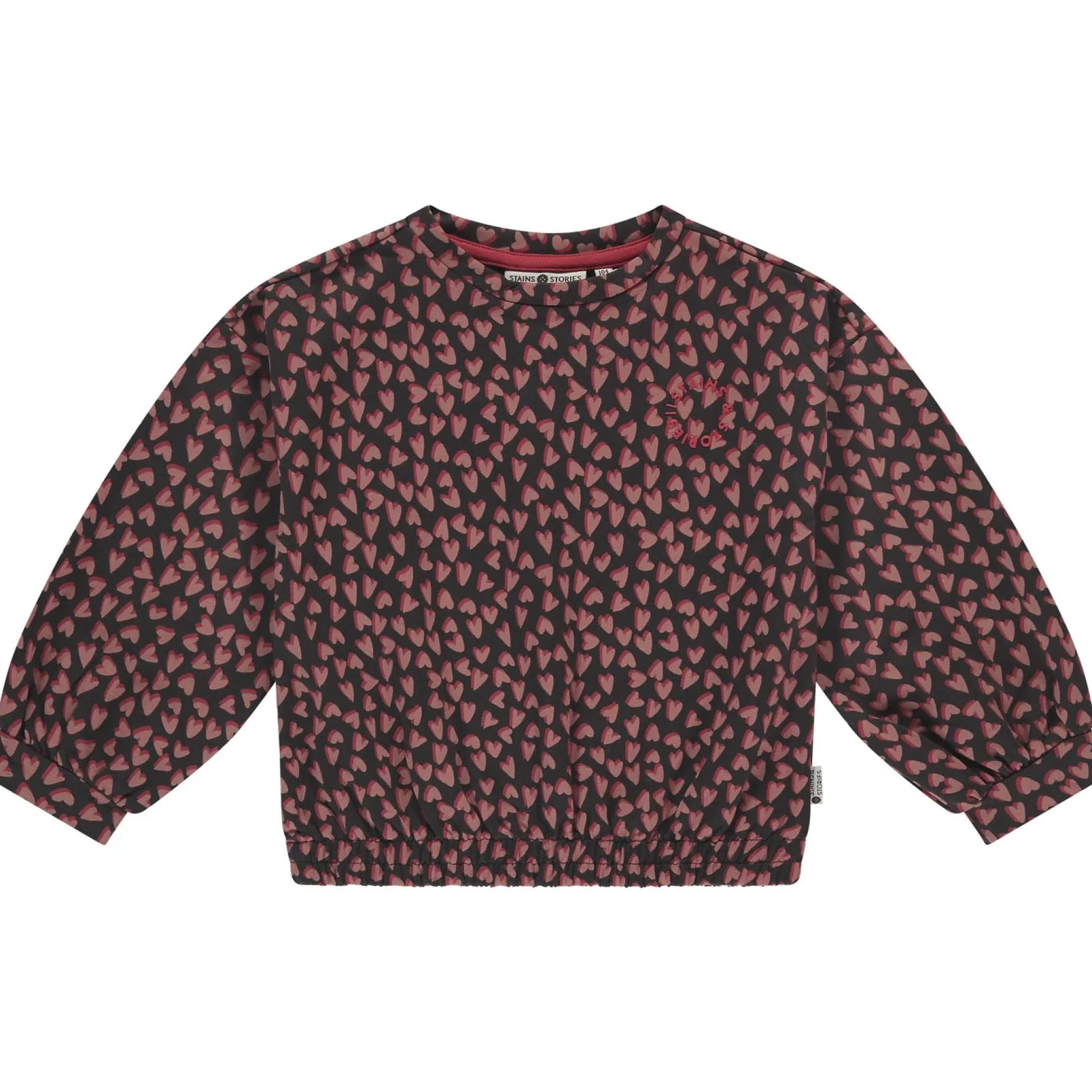 Stains & Stories peuter sweater lange mouwen hartjes zwart