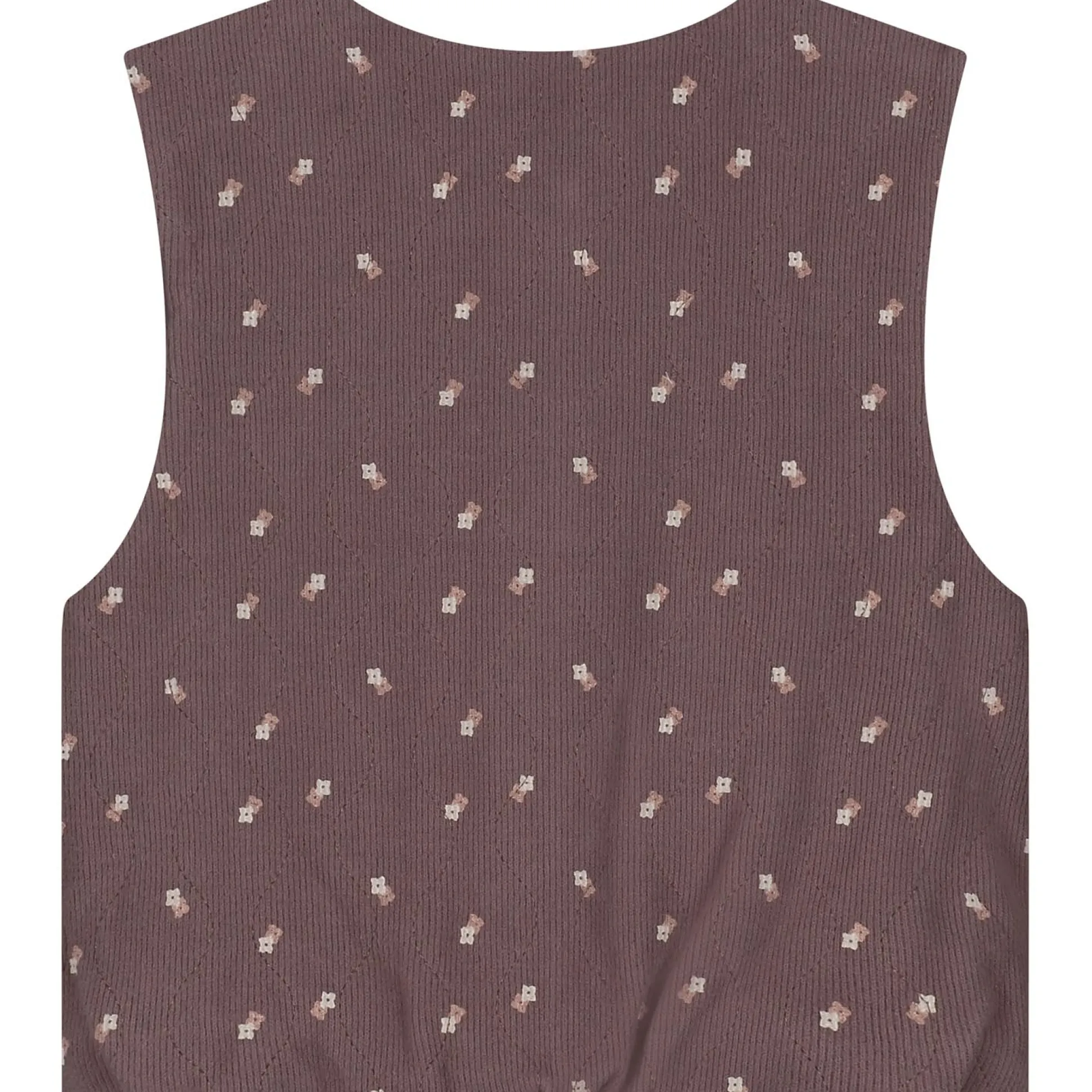 Sweet Petit baby gilet Jitte mouwloos all over print bruin