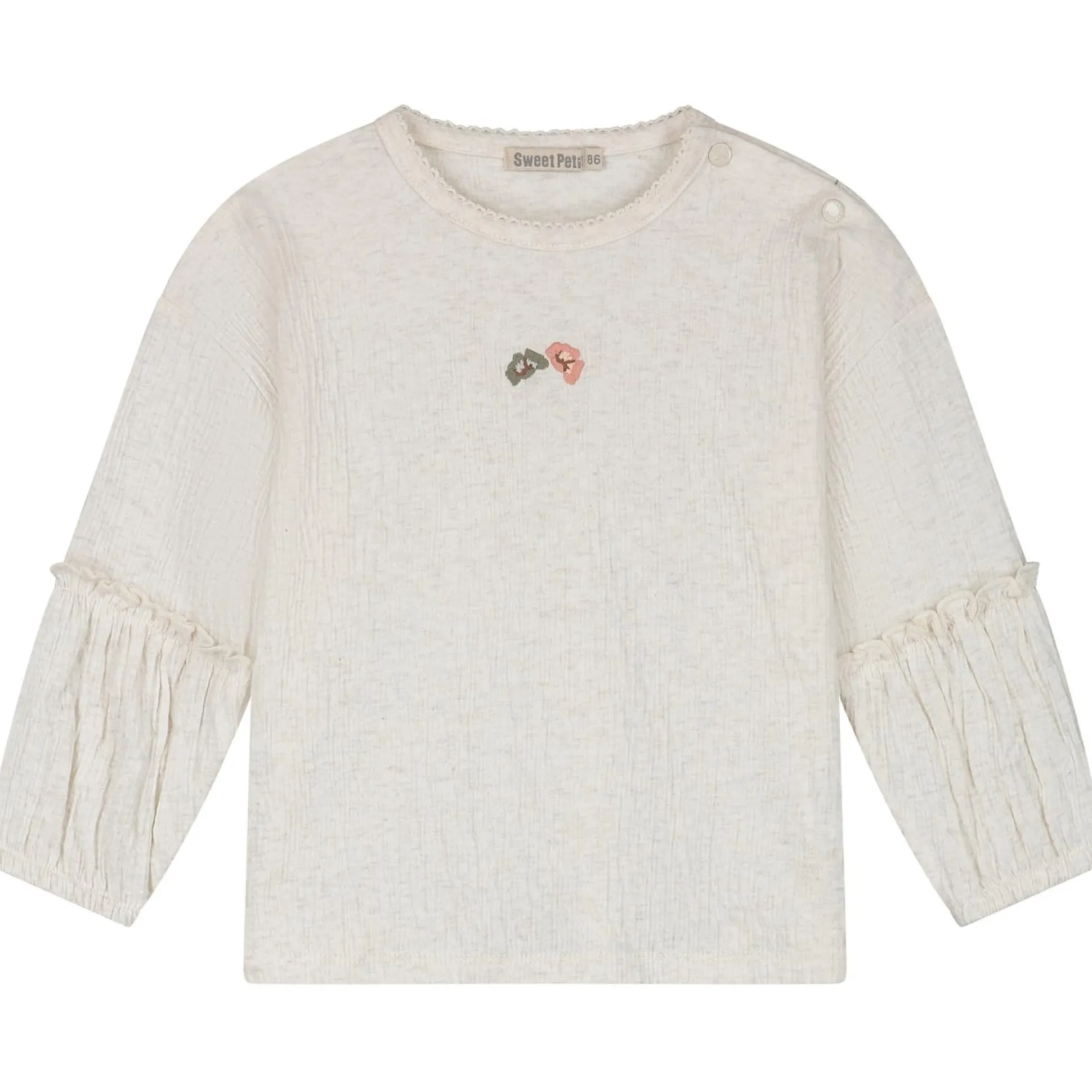 Sweet Petit baby shirt Else lange mouwen effen beige