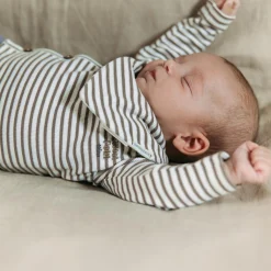 Sweet Petit Mini overslagshirt rib lange mouwen strepen bruin