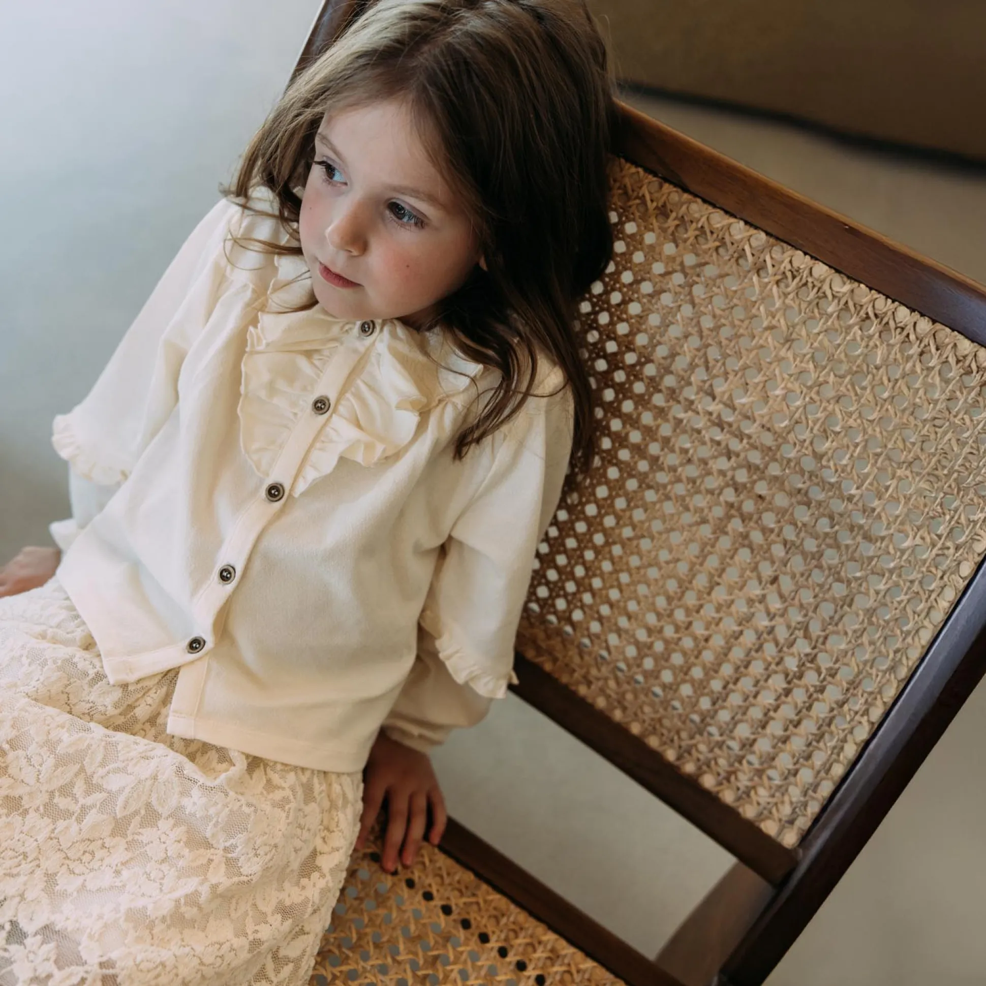 Sweet Petit peuter blouse Sas lange mouwen effen wit