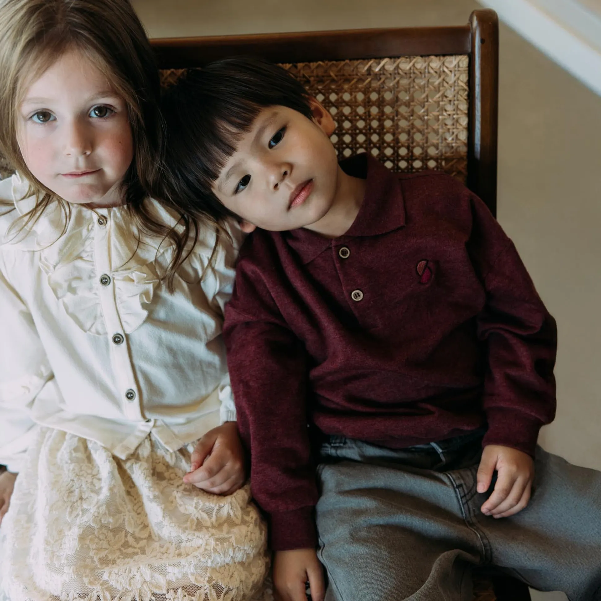 Sweet Petit peuter blouse Sas lange mouwen effen wit