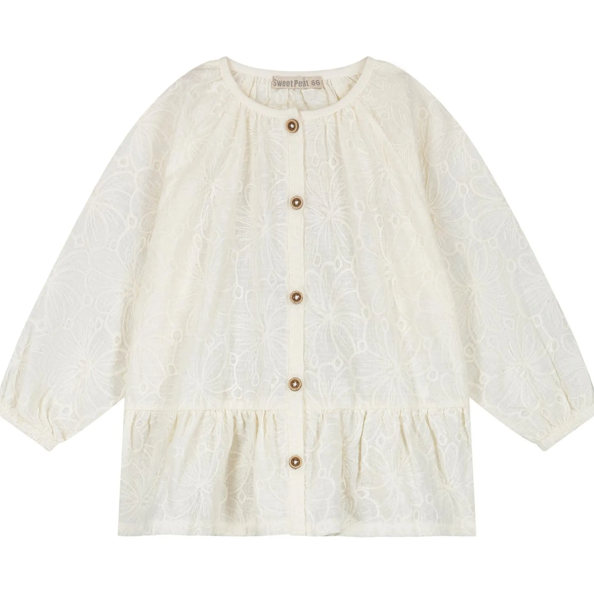 Sweet Petit peuter blouse Izza lange mouwen effen wit