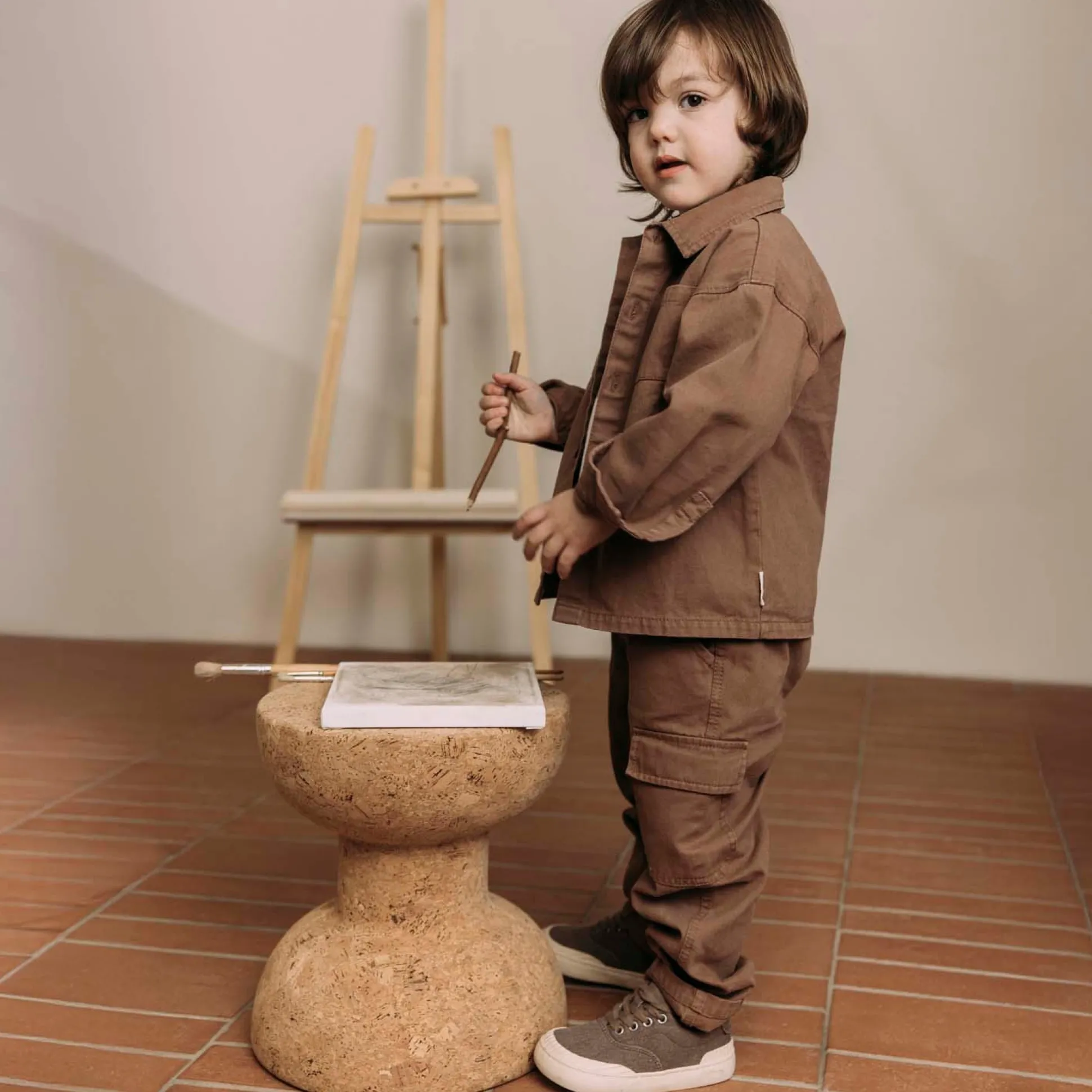 Sweet Petit peuter blouse lange mouwen effen bruin