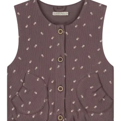 Sweet Petit peuter gilet Jitte mouwloos all over print bruin