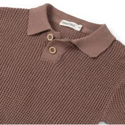 Sweet Petit peuter polo korte mouwen effen bruin