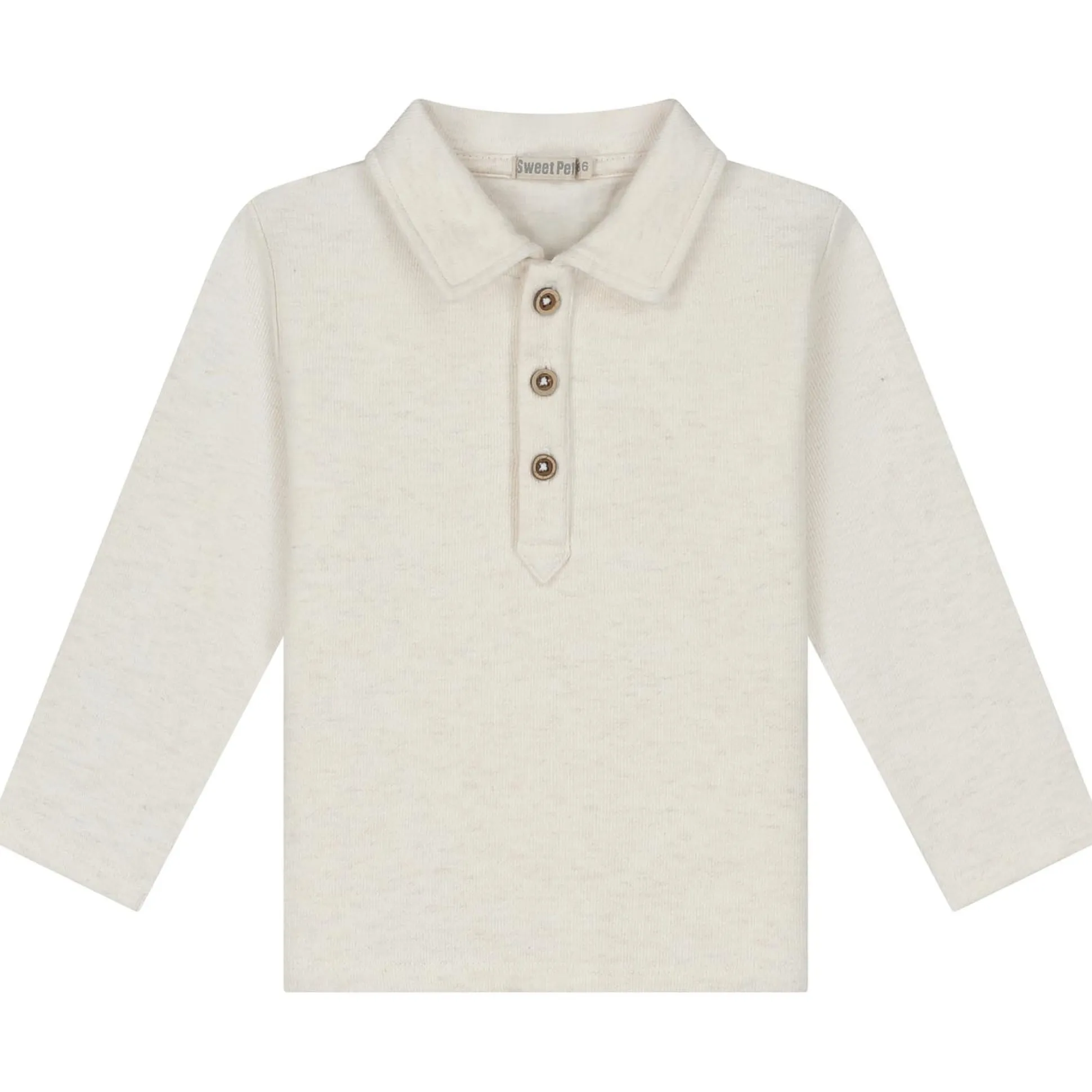 Sweet Petit peuter polo Nathan lange mouwen effen beige