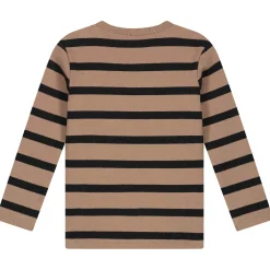 Sweet Petit peuter shirt Sepp lange mouwen strepen taupe