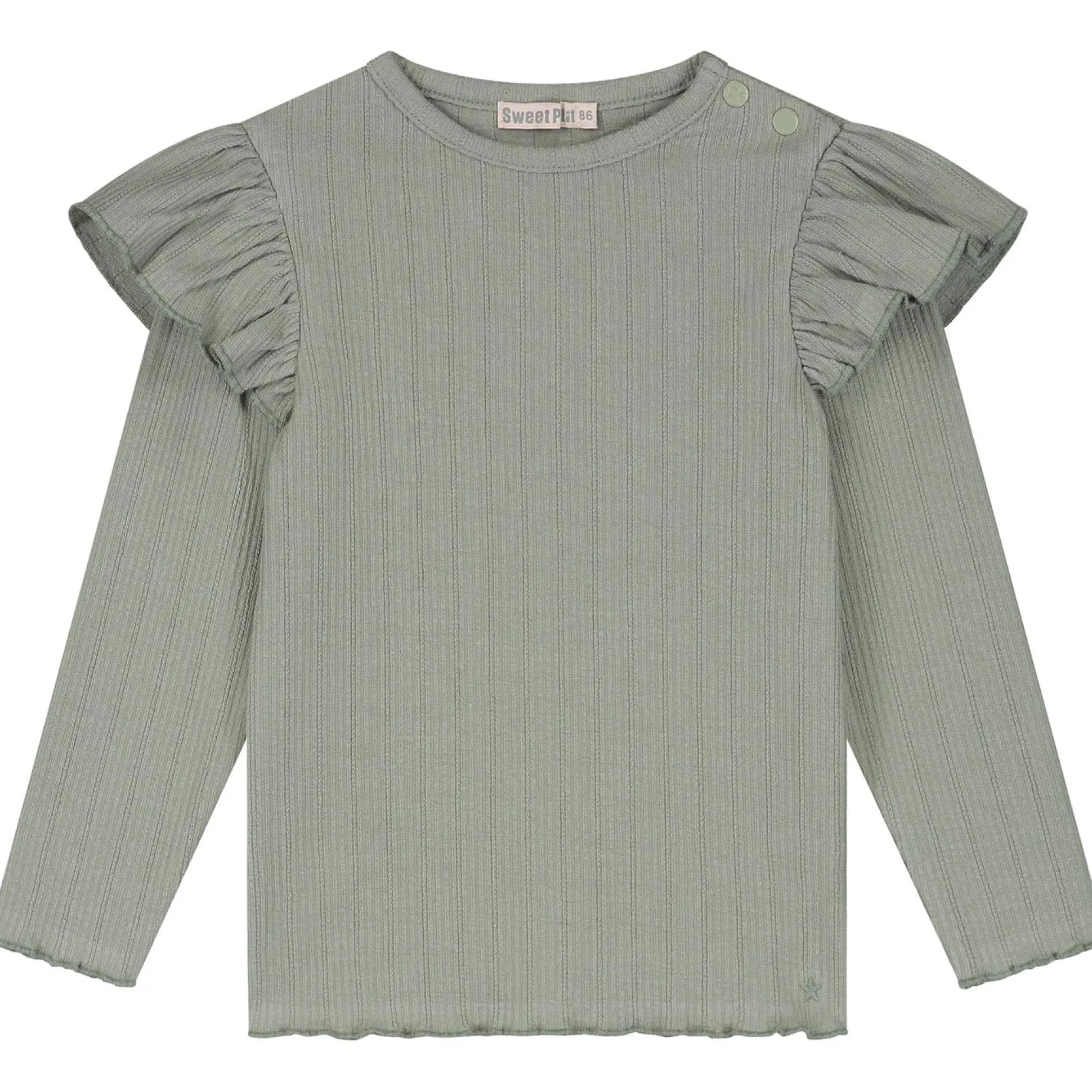 Sweet Petit peuter shirt Meave lange mouwen effen groen